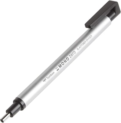 LÁPIZ PORTAGOMAS MONO ZERO REDONDO EH-KUR11 PLATA TOMBOW