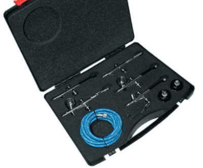 SET 5 AEROGRAFOS PROFESIONALES METALICOS MAS ACCESORIOS