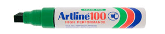 ARTLINE MARCADOR 100 PERMANENTE BISELADO VERDE