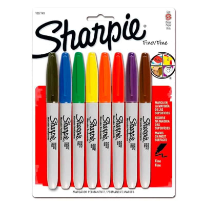 SET MARCADORES PERMANENTES PUNTA FINA 8 COLORES CLÁSICO SHARPIE
