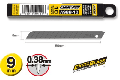 REPUESTO PARA CUCHILLO ASBB-10 EXCEL BLACK  9MM (10UN)