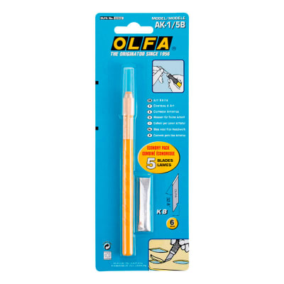 CUCHILLO BISTURÍ AK-1/5B TIPO LÁPIZ 32.8° + 5 REPUESTOS OLFA
