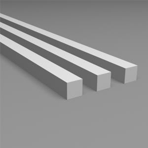 PERFIL ESTIRENO BLANCO CUADRADO DE 3.2X3.2MM. LARGO 35CM