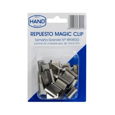 REPUESTO MAGIC CLIP 18X6MM PLATA 24 UNIDADES