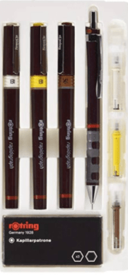 SET COLLEGE TIRALÍNEAS RECARGABLES RAPIDOGRAPH 0.25/0.35/0.5 ROTRING