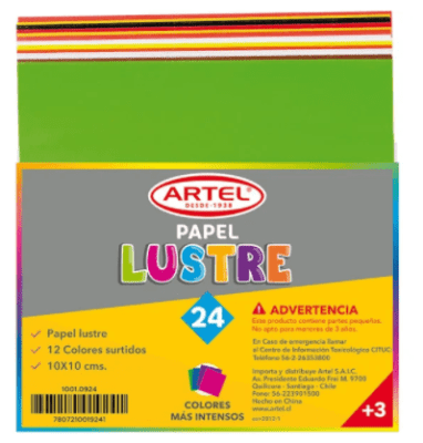 PAPEL LUSTRE 10X10CM 24HJ ARTEL