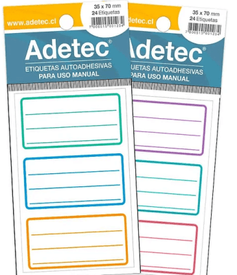 ADETEC ETIQUETA MIX COLORES 35X70MM