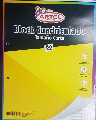 BLOCK CUADRICULADO PREPICADO 7MM CARTA 80HJ ARTEL