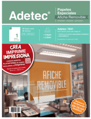 AFICHE REMOVIBLE CARTA 170G (10UN) ADETEC