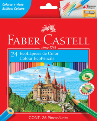 ECOLÁPICES 24 COLORES + SACAPUNTAS FABER-CASTELL