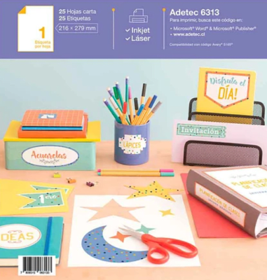 ETIQUETA AUTOADHESIVA BLANCA CARTA (1UN) ADETEC