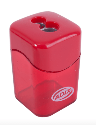 SACAPUNTAS METÁLICO DOBLE CON DEPÓSITO PLÁSTICO ADIX