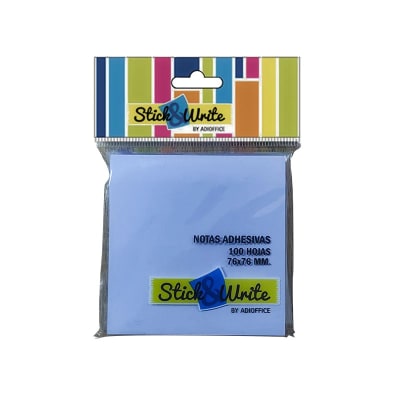 NOTAS ADHESIVAS 76X76MM CELESTE PASTEL 100HJ STICK&WRITE
