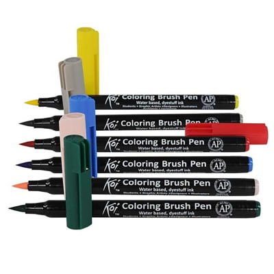 MARCADOR ACUARELABLE KOI COLORING BRUSH NEGRO #49