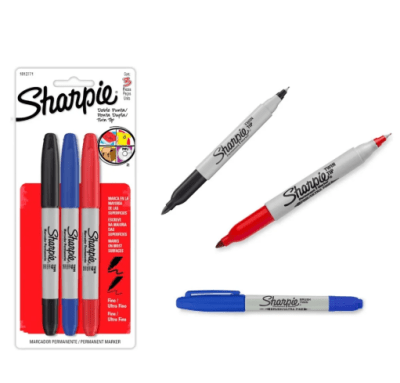 SET MARCADORES PERMANENTES DOBLE PUNTA 3 COLORES