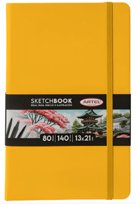 SKETCHBOOK 13X21 CM 140 GRS 80 HOJAS AMARILLA
