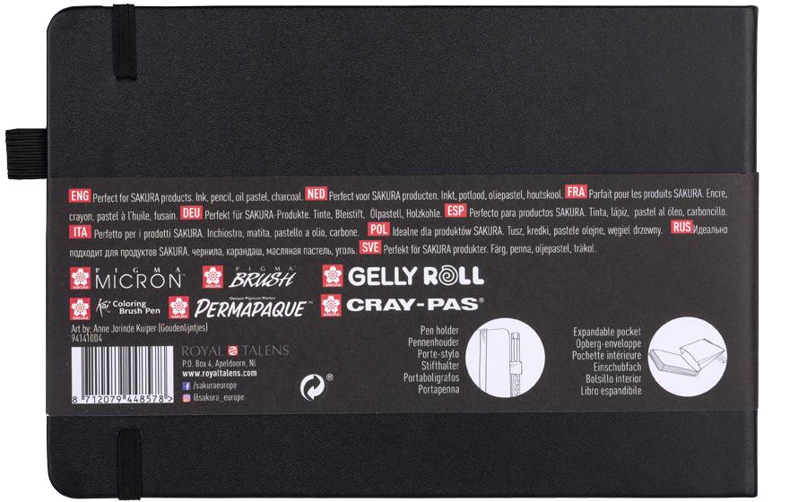 LIBRETA SKETCHBOOK PAPEL NEGRO 140G 21X14.8CM 80HJ SAKURA3