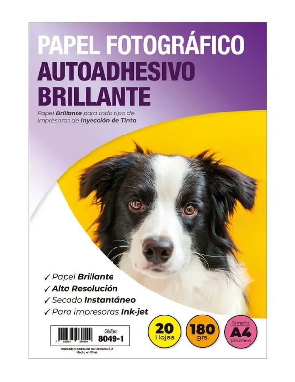 PAPEL FOTOGRÁFICO AUTOADHESIVO A4 BRILLANTE 180G (1UN)1