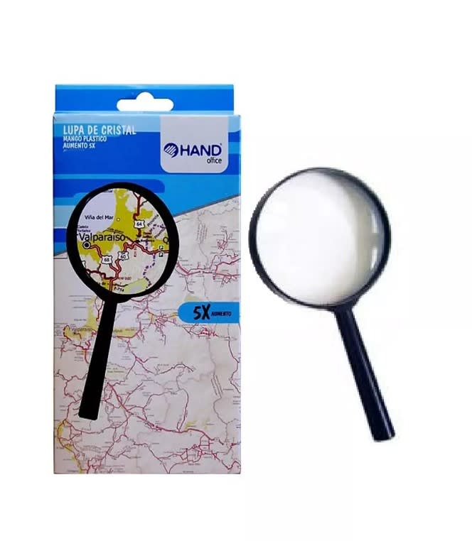 LUPA CRISTAL 5X DE AUMENTO 80MM DIÁMETRO HAND1