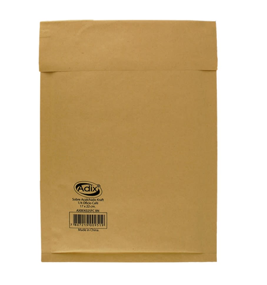 SOBRE ACOLCHADO KRAFT CAFÉ 17X22CM ADIX1