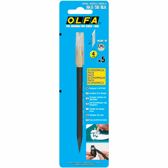 CUCHILLO BISTURÍ AK-5/5B/BLK TIPO LÁPIZ 30° NEGRO + 5 REPUESTOS OLFA1