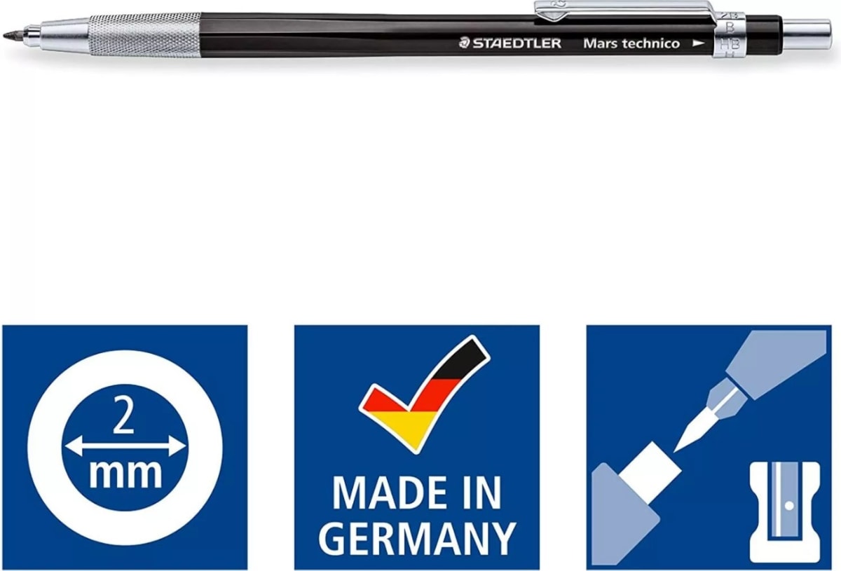SET PORTAMINAS TÉCNICO 2MM 780C + GOMA NEGRA RASOPLAST STAEDTLER2