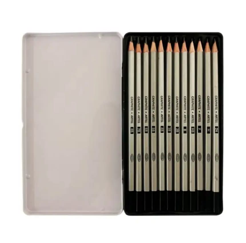 SET LÁPICES GRAFITO GRADUADOS EN ESTUCHE METÁLICO (12UN) ARTEL2