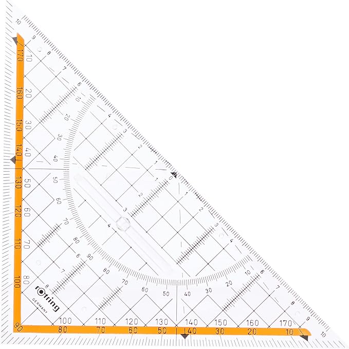 ESCUADRA GEOMÉTRICA CENTRO 45° C/ EMPUÑADURA FIJA 23CM ROTRING1