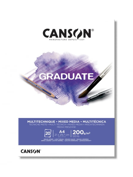 BLOCK GRADUATE MIXED MEDIA 200G A4 20HJ CANSON1