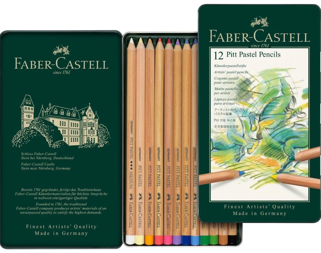 LÁPICES PASTEL PITT 12 COLORES (EN CAJA METÁLICA) FABER-CASTELL2