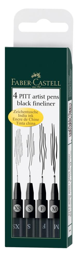 SET 4 TIRALÍNEAS PITT (XS/S/F/M) NEGRO FABER-CASTELL1