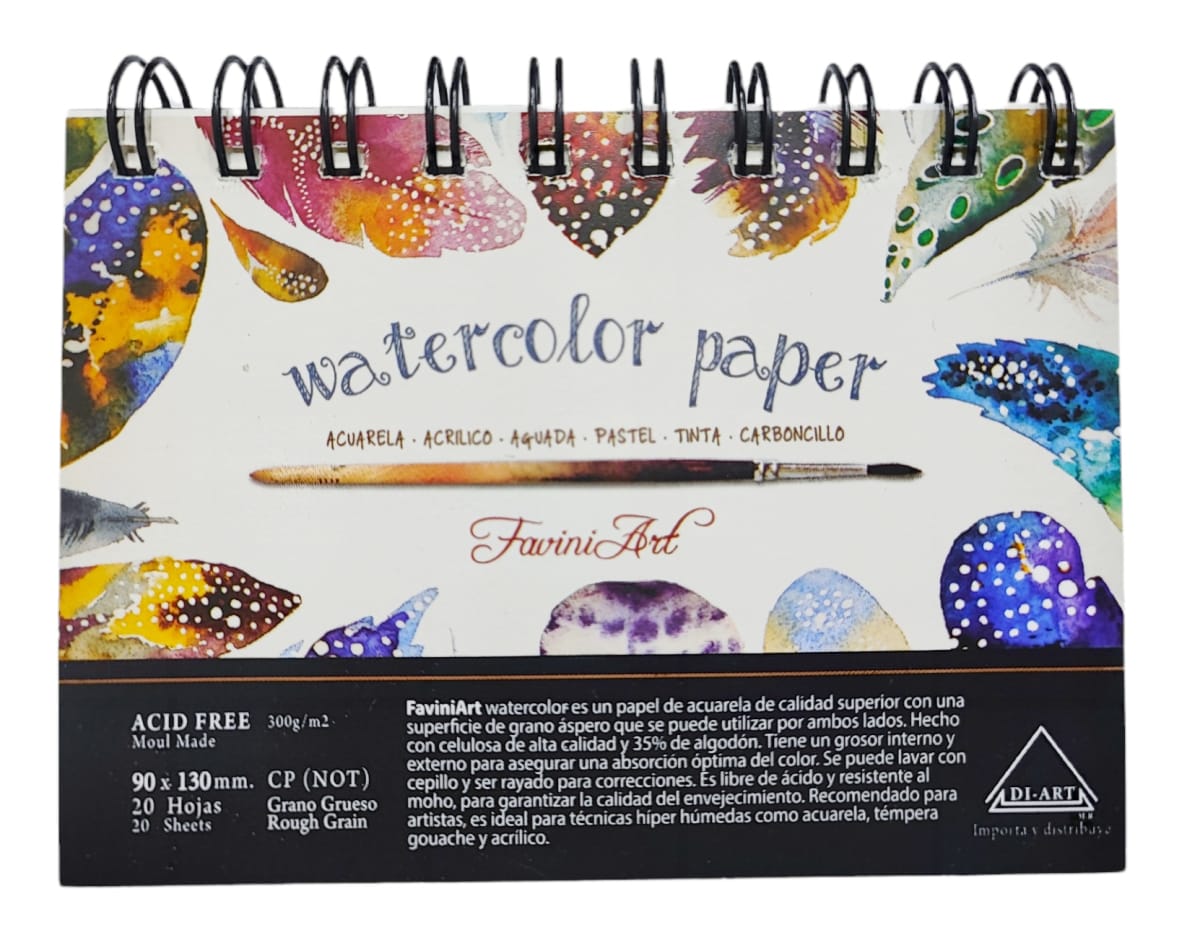 CROQUERA PARA ACUARELA 300G 35% ALGODÓN 9X13CM 20HJ FAVINI1