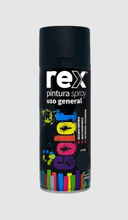 PINTURA SPRAY GENERAL 400ML NEGRO MATE REX1