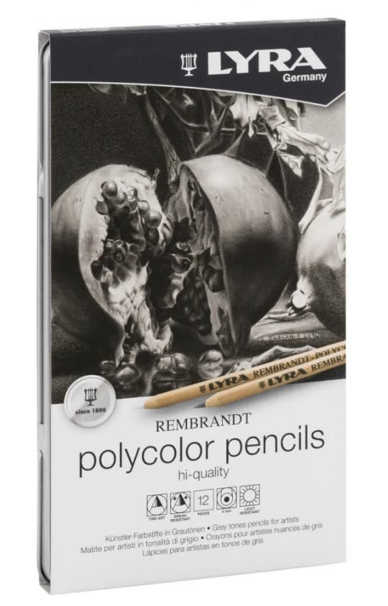 SET LÁPICES POLYCOLOR REMBRANDT TONOS GRISES (12UN) LYRA1