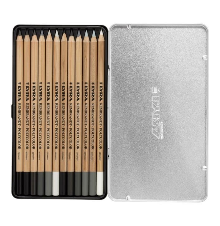 SET LÁPICES POLYCOLOR REMBRANDT TONOS GRISES (12UN) LYRA2