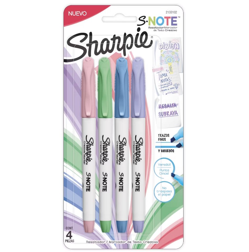 SET DESTACADORES S•NOTE PASTEL 4 COLORES1