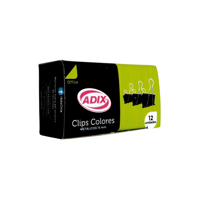 DOBLE CLIP METÁLICO 15MM NEGRO (12UN) ADIX2