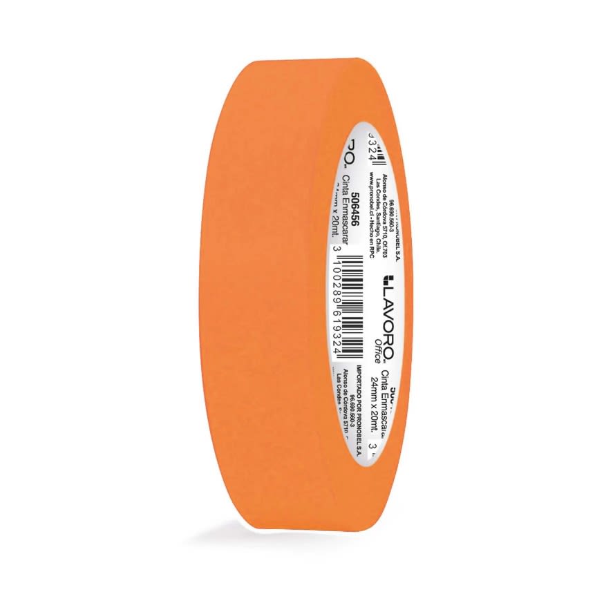 CINTA MASKING TAPE 24MM X 20M NARANJA LAVORO1