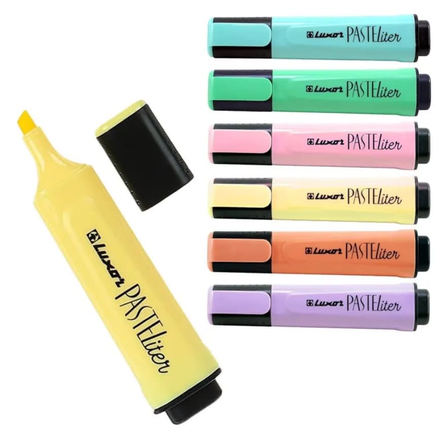 SET DESTACADORES PASTEL 6 COLORES LUXOR2