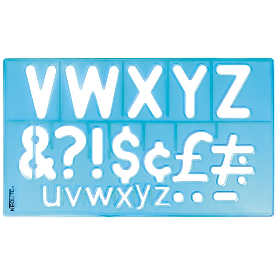 NORMÓGRAFO / PLANTILLA DE LETRAS MAYÚSCULAS Y MINÚSCULAS 50MM NEOLITE3