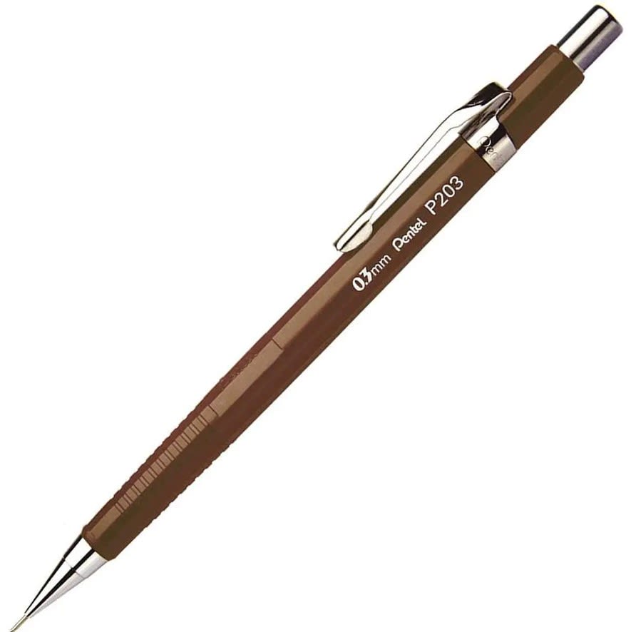 PORTAMINAS TÉCNICO 0.3MM P203 CAFÉ PENTEL1
