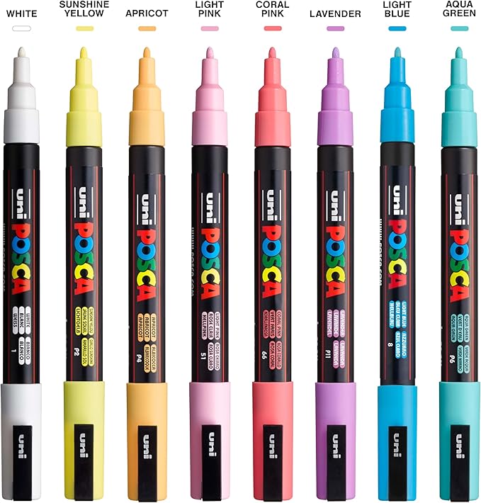 SET 8 MARCADORES PASTEL PC-3M POSCA2