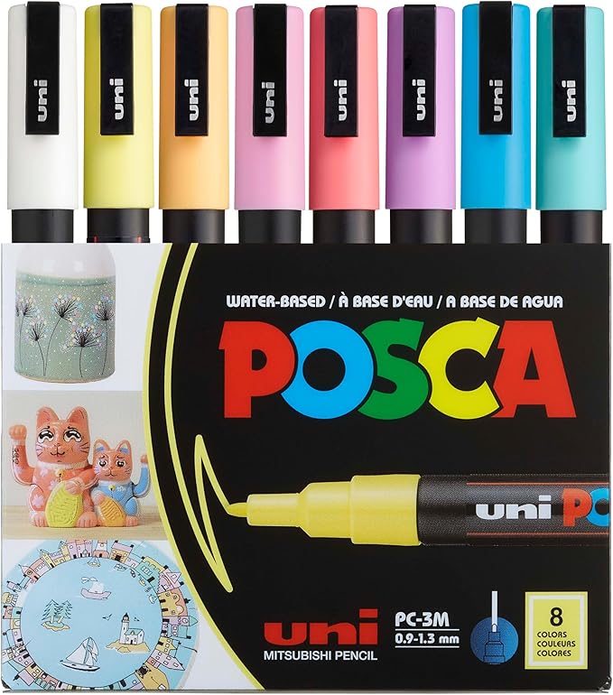 SET 8 MARCADORES PASTEL PC-3M POSCA1