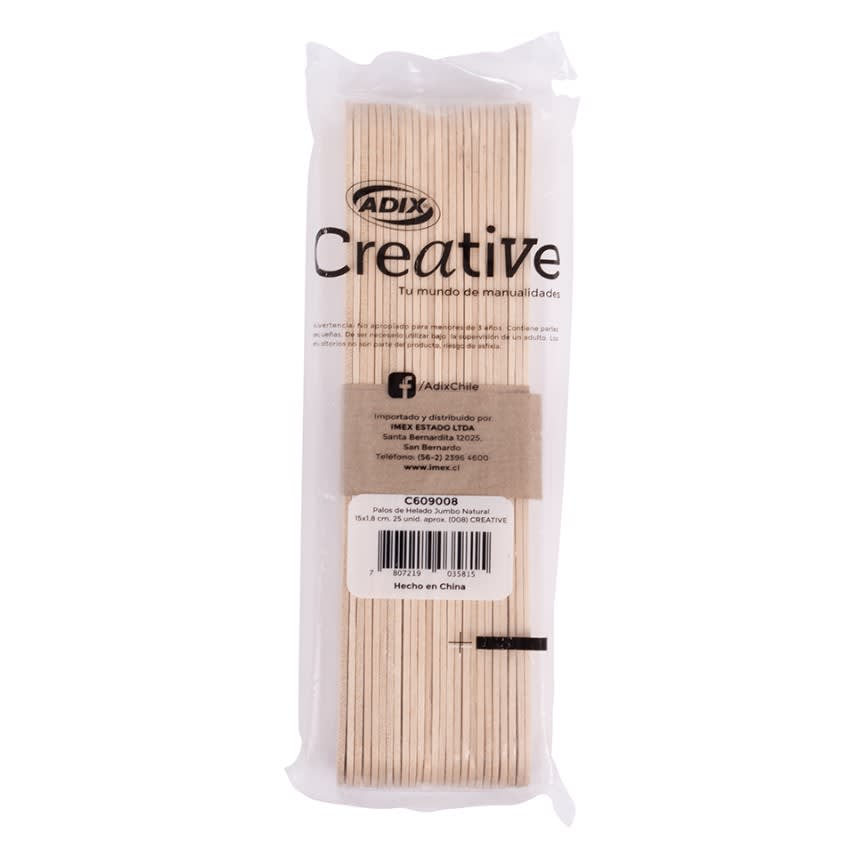 PALOS DE HELADO JUMBO NATURAL 25 UNIDADES APROX1