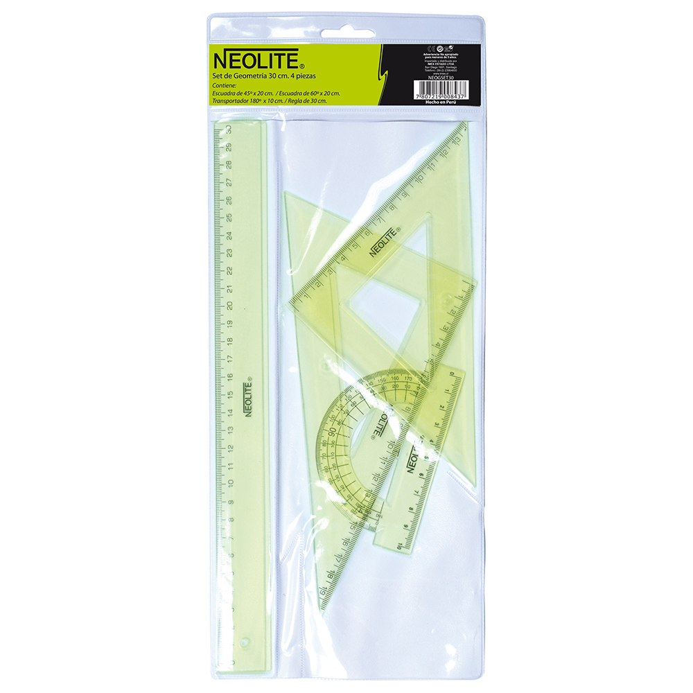 SET GEOMETRÍA 30CM GREEN 4 PIEZAS NEOLITE1