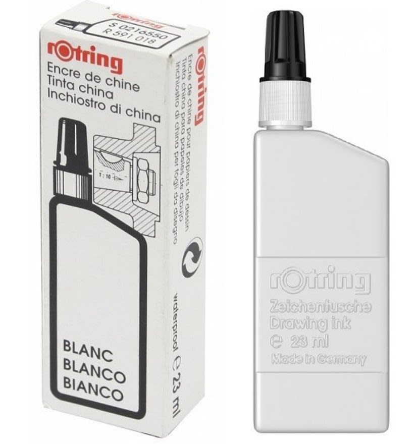 TINTA CHINA PARA DIBUJO 23ML BLANCO ROTRING1