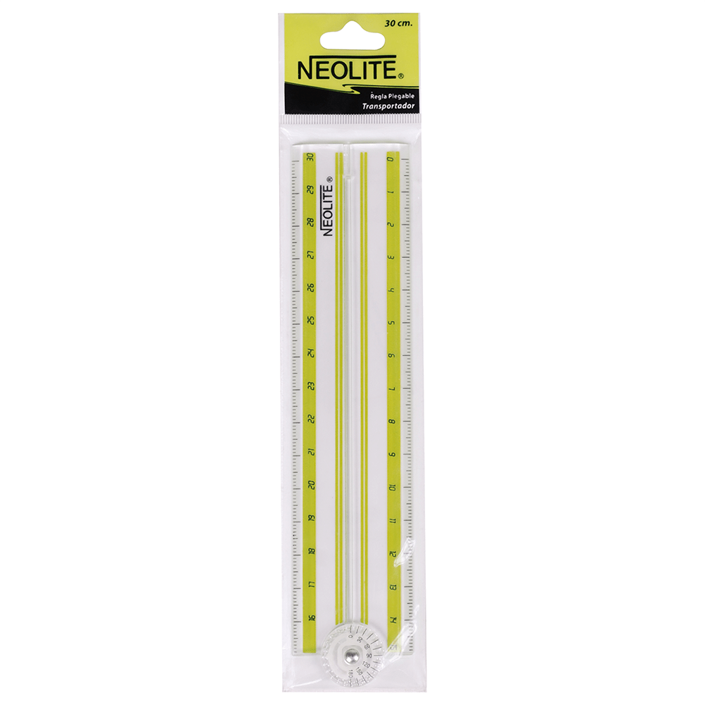 REGLA PLÁSTICA PLEGABLE / TRANSPORTADOR 30CM NEOLITE2