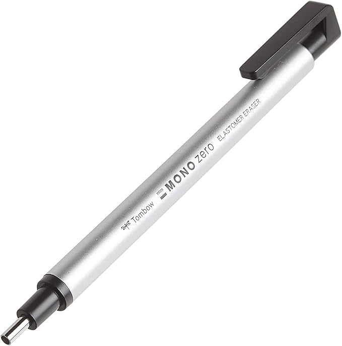 LÁPIZ PORTAGOMAS MONO ZERO REDONDO EH-KUR11 PLATA TOMBOW1