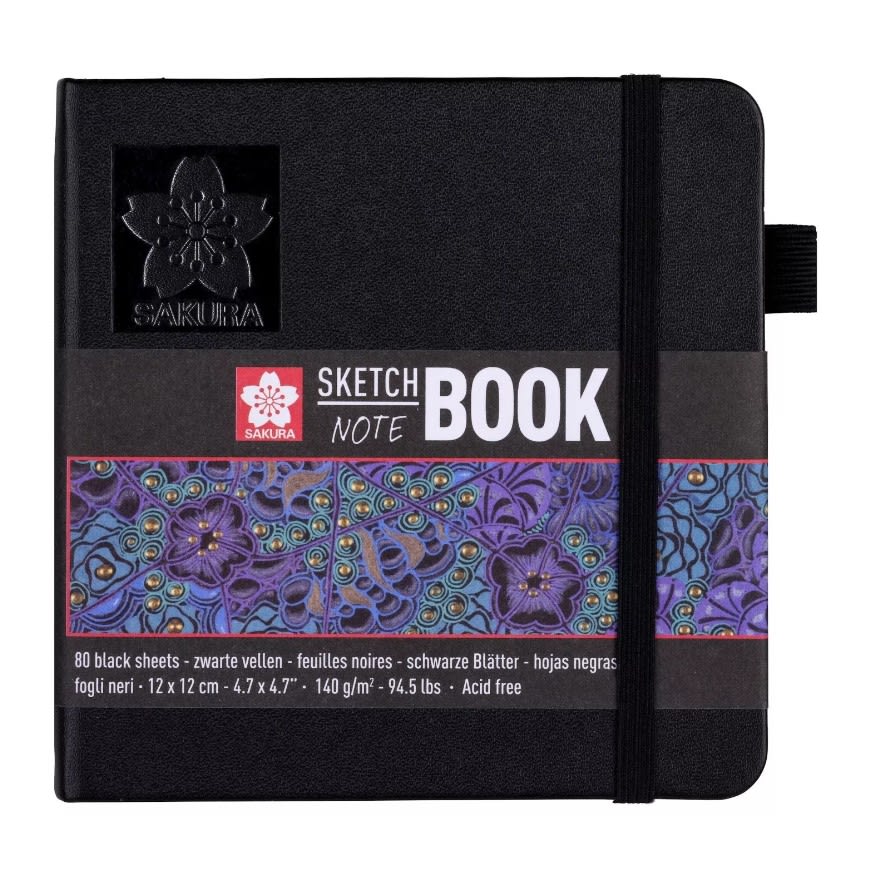 SKETCHBOOK PAPEL NEGRO 140G 12X12CM 80HJ SAKURA1