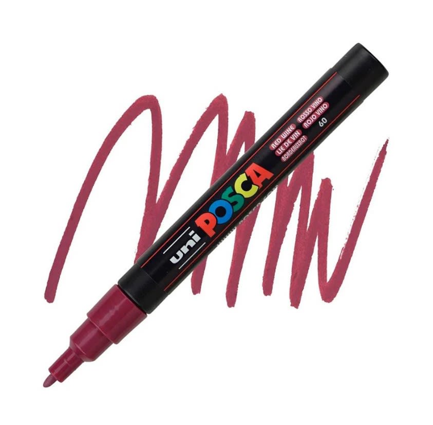 MARCADOR ACRÍLICO PC-3M ROJO VINO POSCA1
